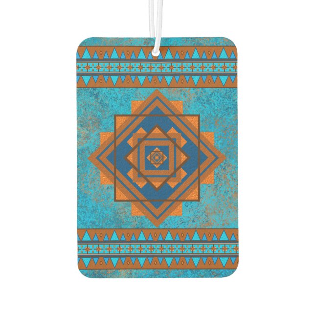 Southwest Mountain Peak Turquoise Geometric Design Air Freshener (Back)