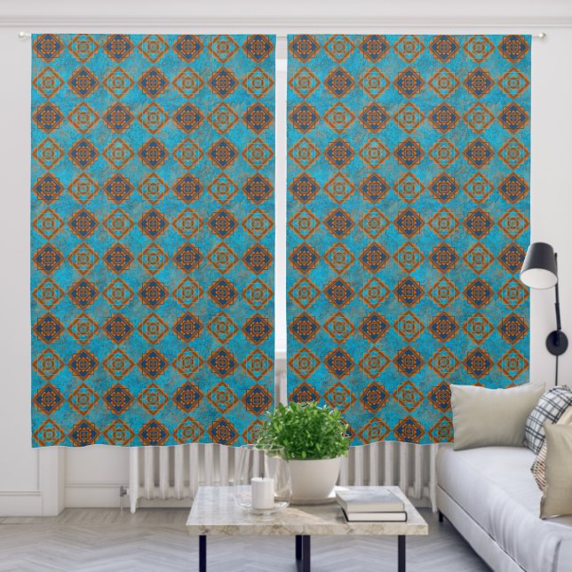 Southwest Mountain Peaks Design Turquoise 50x84in Blackout Curtains (Living Room)