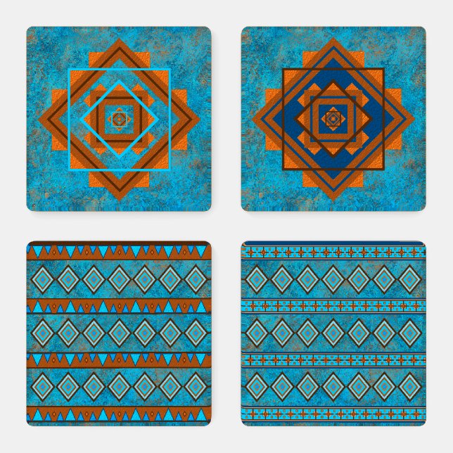 Southwest Mountain Peaks Geometric Assorted Design Coaster Set (Set)