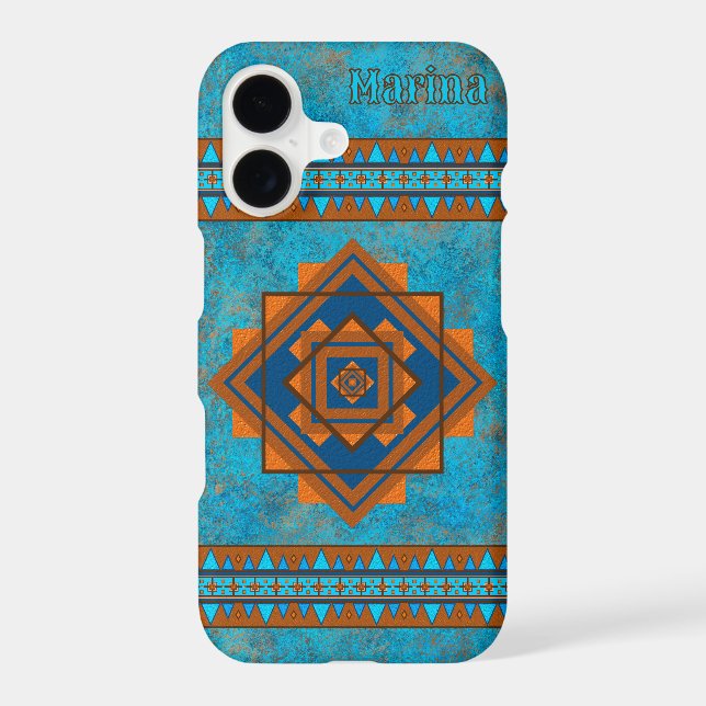 Southwest Mountain Peaks Geometric Personalized iPhone Case (Back)