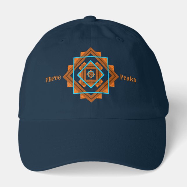 Southwest Mountain Peaks Motif Personalized  Hat (Front)