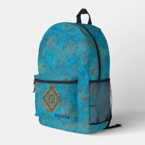 Southwest Mountain Peaks Personalized Turquoise  Printed Backpack