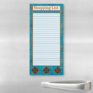 Southwest Mountain Peaks Turquoise Blue Magnetic Notepad