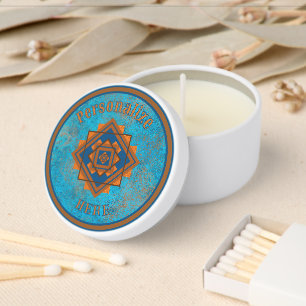 Southwest Mountain Peaks Turquoise Customized Mini Candle Favors
