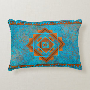 Southwest Mountain Peaks Turquoise Geometric Accent Pillow