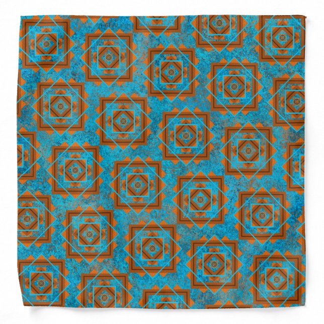 Southwest Mountain Peaks Turquoise Geometric Bandana (Front)