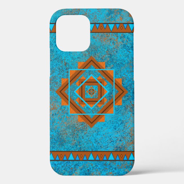 Southwest Mountain Peaks Turquoise Geometric Case-Mate iPhone Case (Back)
