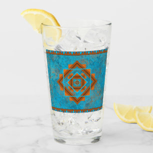 Southwest Mountain Peaks Turquoise Geometric Glass