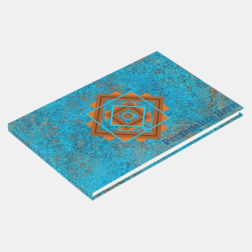 Southwest Mountain Peaks Turquoise Geometric Guest Book