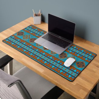Southwest Mountain Peaks Turquoise Geometric Motif