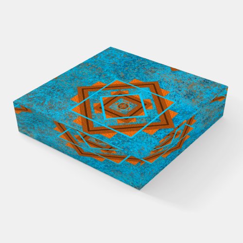 Southwest Mountain Peaks Turquoise Geometric Paperweight