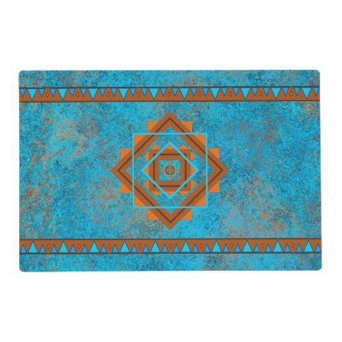Southwest Mountain Peaks Turquoise Geometric Placemat