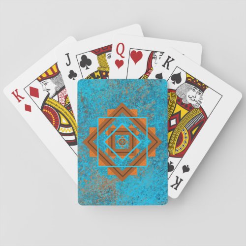 Southwest Mountain Peaks Turquoise Geometric Playing Cards