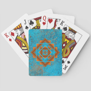 Southwest Mountain Peaks Turquoise Geometric Poker Cards