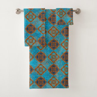 Southwest Mountain Peaks Turquoise Geometric Print