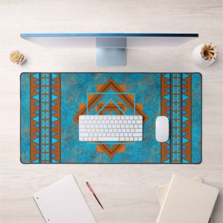 Southwest Mountain Peaks Turquoise Geometric Print