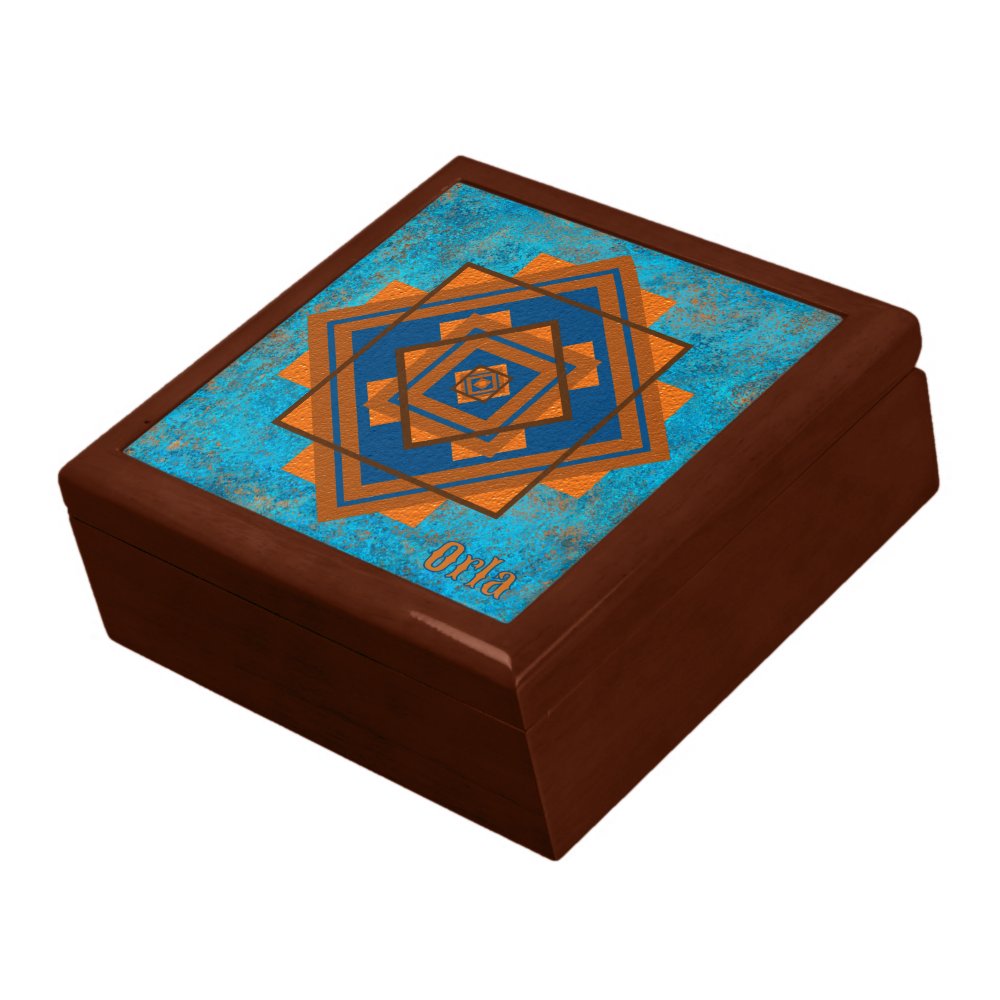 Southwest Mountain Peaks Turquoise Keepsake Box