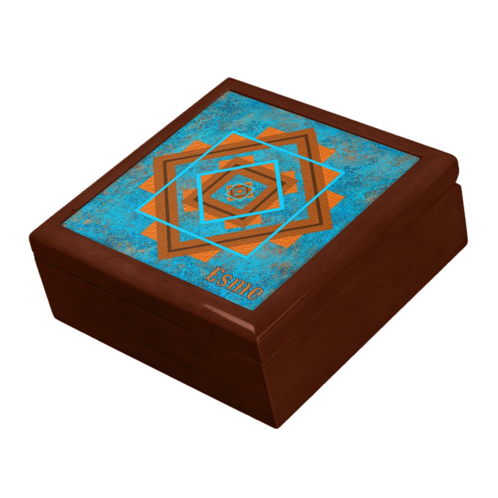 Southwest Mountain Peaks Turquoise Keepsake Box