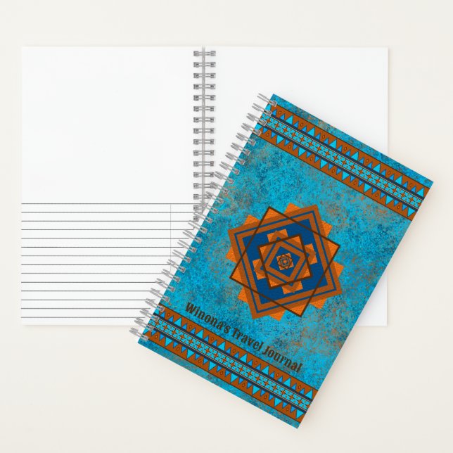 Southwest Mountain Peaks Turquoise Personalized Notebook (Inside)
