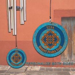 Southwest Mountain Peaks Turquoise Personalized Wind Chime