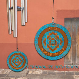 Southwest Mountain Peaks Turquoise Personalized Wind Chime