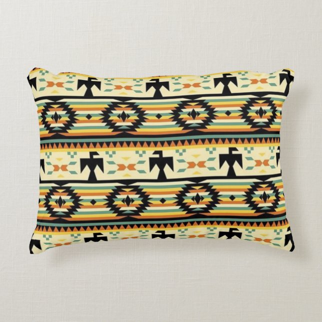 Southwest Native American Bird Pattern Decorative Pillow (Front)