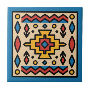 Southwest Native American Geometric Design Ceramic Tile