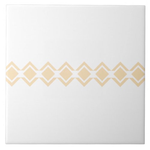 Southwest Native American Geometric White and Tan Ceramic Tile