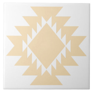 Southwest Native American Geometric White and Tan Ceramic Tile