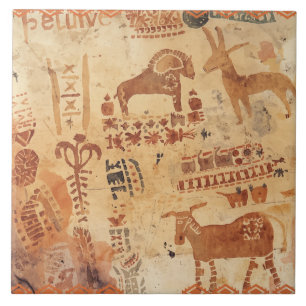 Southwest Native American Petroglyh  Ceramic Tile