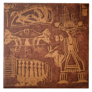 Southwest Native American Petroglyh  Ceramic Tile