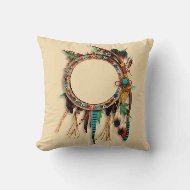Southwest native american turquoise bow arrow throw pillow (Front)