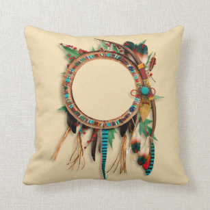 Multicolor 16x16 Throw pillows Native American Skull Bull Arrows 