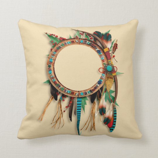 Southwest Native American Turquoise Bow Arrow Throw Pillow