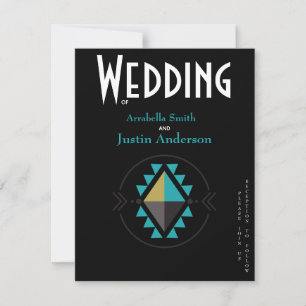 Southwest Native Aztec Symbol Wedding Black Invitation