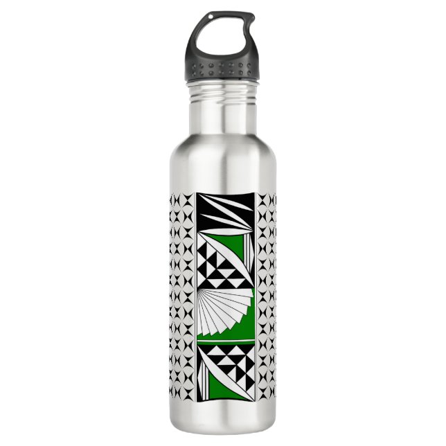 Southwest Native Sunrise in Green Stainless Steel Water Bottle (Front)