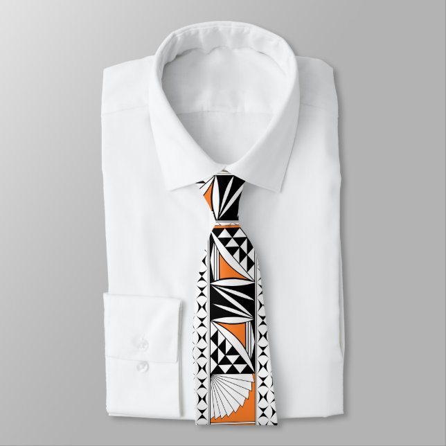 Southwest Native Sunrise in Orange Neck Tie (Tied)