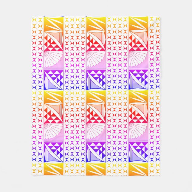 Southwest Native Sunrise in Rainbow Fleece Blanket (Front)