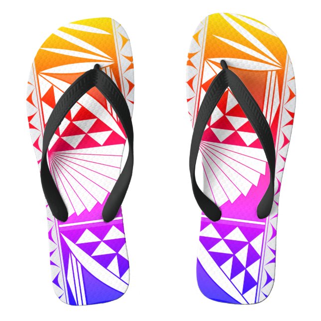 Southwest Native Sunrise in Rainbow Flip Flops (Footbed)