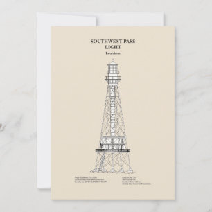 Southwest Pass Lighthouse - Louisiana - SBD Thank You Card
