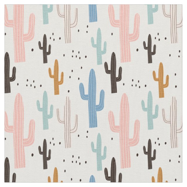 Southwest Pastel Colors Cactus Fabric (Close Up)