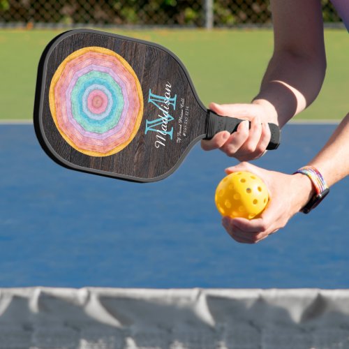 Southwest Pastel Rustic Wood Tone Grain Monogram  Pickleball Paddle