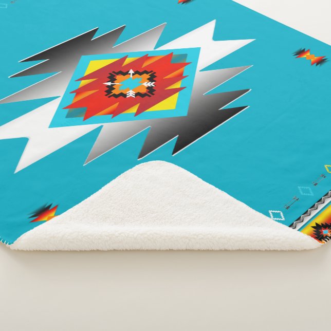 Southwest Pattern 8, changeable colors Sherpa Blanket (3/4)