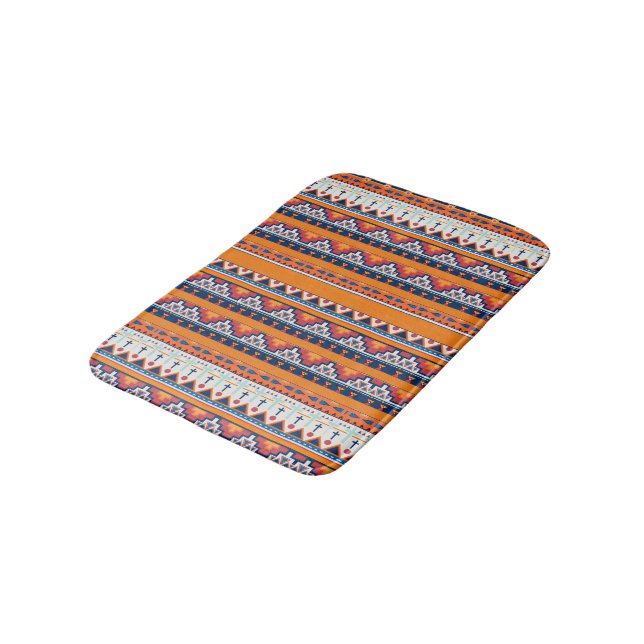 Southwest Pattern Boho Rustic Bath Mat (Angled)