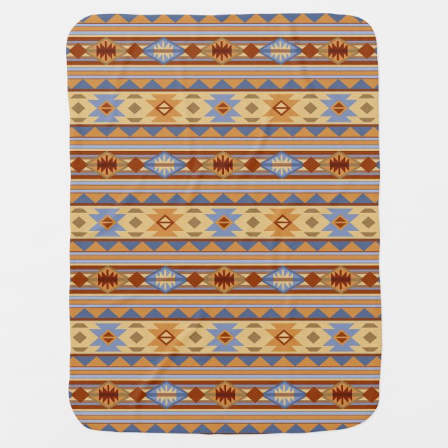 Southwest Pattern Design Rust Gray Gold Baby Blanket (Front)