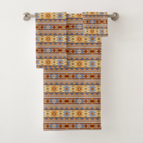 Southwest Pattern Design Rust Gray Gold Bath Towel Set