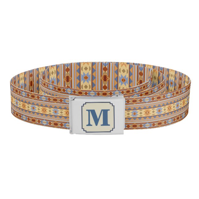 Southwest Pattern Design Rust Gray Gold Belt (Coil)