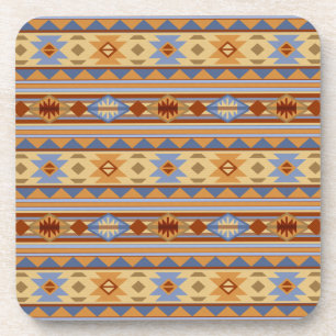 Southwest Pattern Design Rust Gray Gold Beverage Coaster
