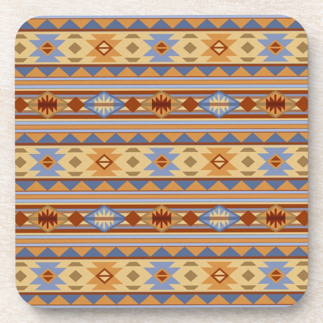 Southwest Pattern Design Rust Gray Gold Beverage Coaster (Front)