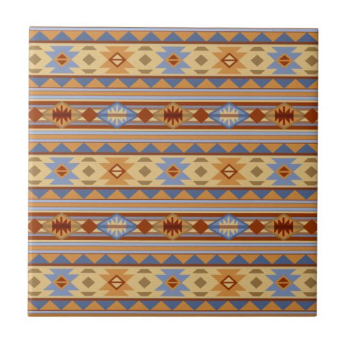 Southwest Pattern Design Rust Gray Gold Ceramic Tile